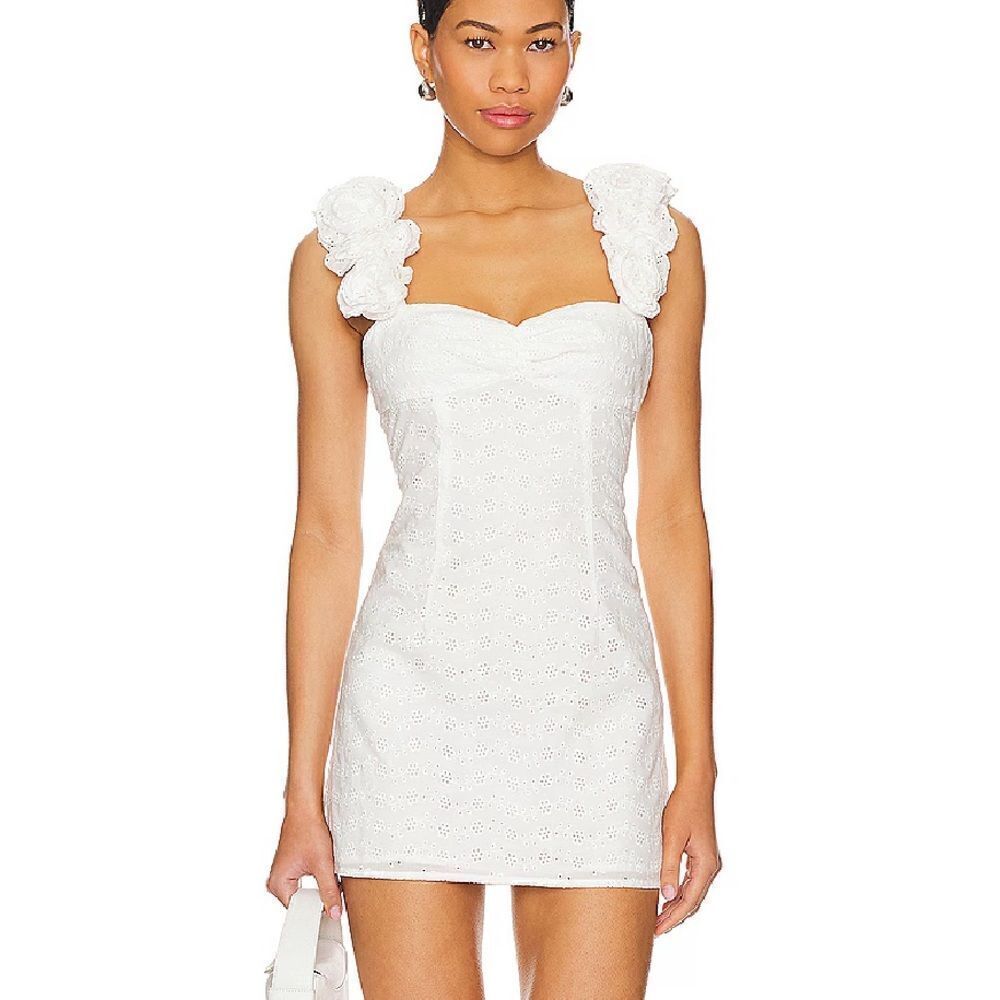 NWT Lovers and Friends Julia mini dress white rosette eyelet Revolve XXS